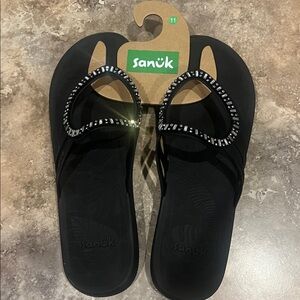 Sanuk Women's Black Jeweled Sandals